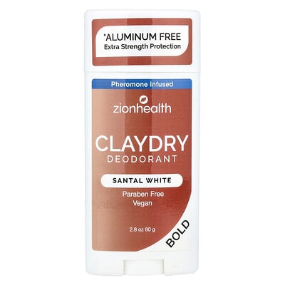 Zion Health, Bold, ClayDry Deodorant, Santal White, 80 g