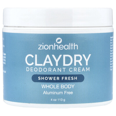 Zion Health, ClayDry Deodorantkräm, Duschfräsch, 113 g