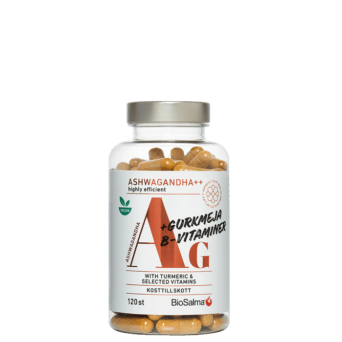 Ashwagandha + Gurkmeja B-vitaminer 120 kapslar Ashwagandha + Gurkmeja B-vitaminer 120 kapslar