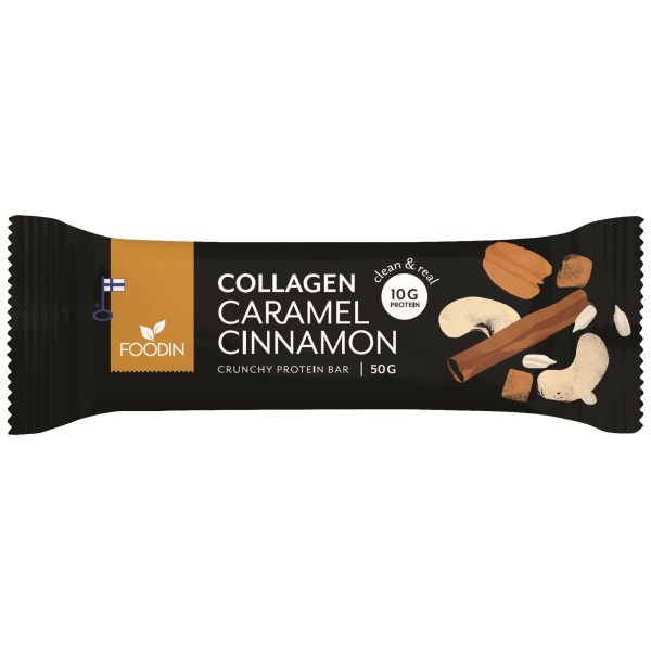 Foodin Collagen Protein Bar, Caramel Cinnamon, 50 g Foodin Collagen Protein Bar, Caramel Cinnamon, 50 g