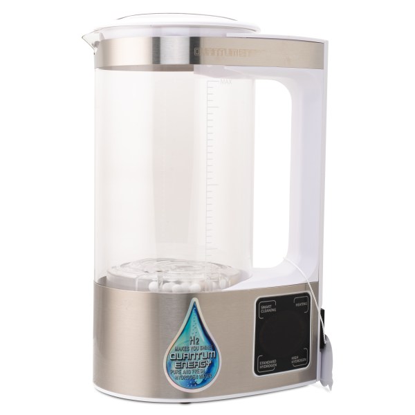 Quantum Energy H2 Hydrogen Water Can för Vätevatten 1.8 L, T10 Pro, Vit/Borstad Metall