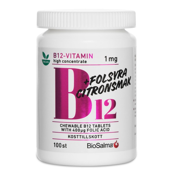 BioSalma B12-vitamin 1mg + Folsyra , 100 tabl