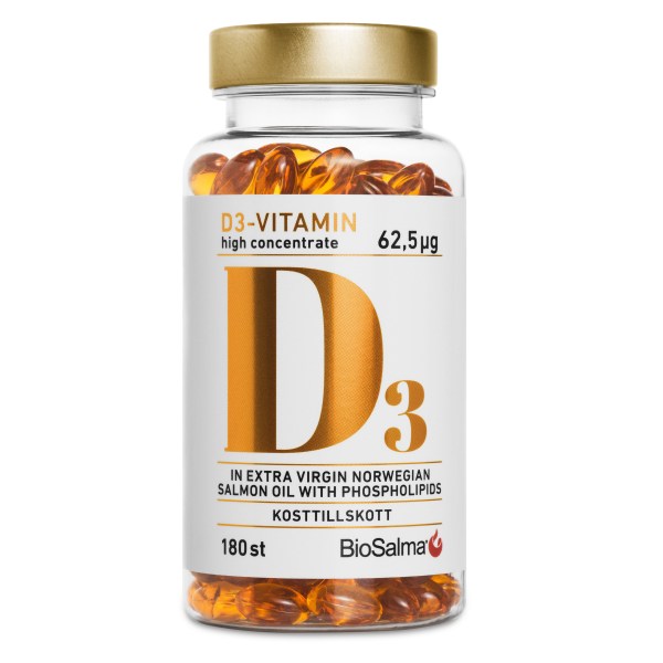 BioSalma D3-vitamin 62,5 ug High Concentrate, 180 kaps
