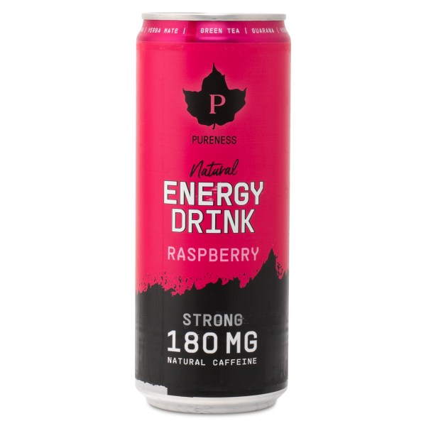 Pureness Natural Energy Drink Strong, Raspberry, 330 ml