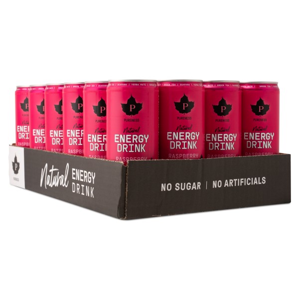 Pureness Natural Energy Drink Strong, Raspberry, 24-pack